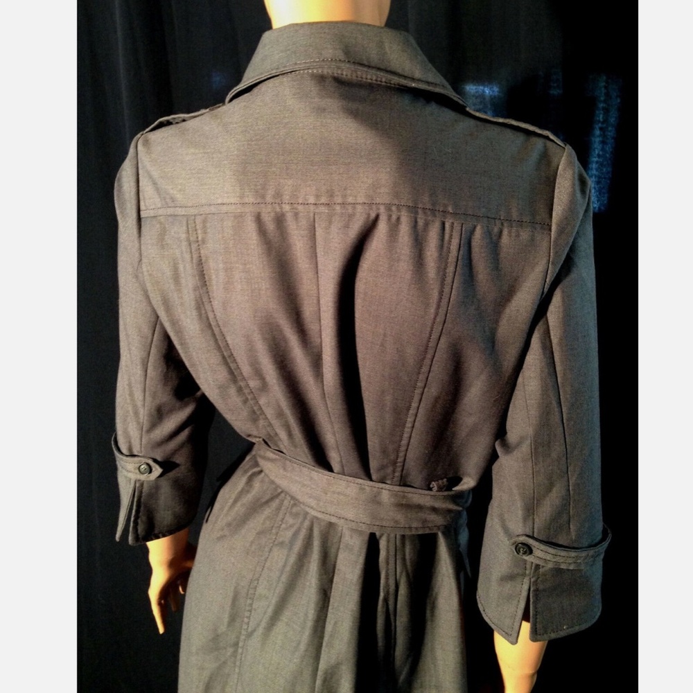 Vtg 90s ALLURA Gray Collared Button Down Shirt Dress/Sash Tie Belt~3/4 Sleeve~8 - Picture 5 of 9